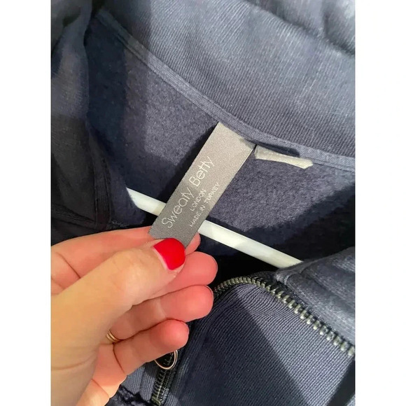Sweaty Betty Navy Sherpa Quarter Zip Sweatshirt - Picture 9 of 11